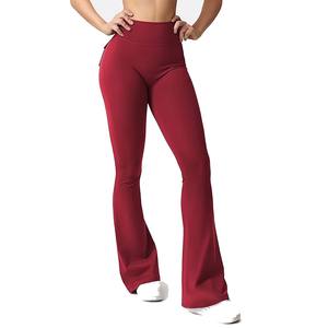 Yoga fitness acampanado legging hecho a medida, al por mayor superior Premium 100% poliéster OEM al por mayor transpirable unisex legging - Product Image 1