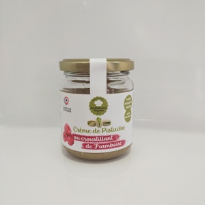 Crema Spalmabile Artigianale Francese alle Pistacchie e Lamponi Les Pistaches Toquees 1KG, Ingredienti Naturali, Senza Olio di Palma, Topping per Dessert - Product Image 1