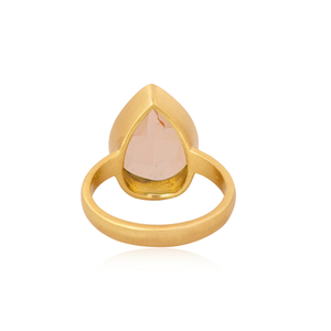 Último diseño anillo de latón joyería de moda al por mayor doblete morganita anillo de piedras preciosas de cuarzo para mujer regalo para ella - Product Image 4