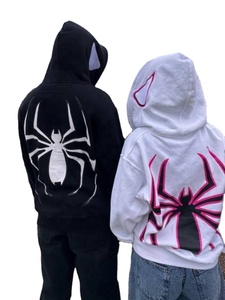 Vente chaude foncé araignée soie imprimé femmes à capuche 100% coton haute rue porter femmes à capuche à manches longues pleine fermeture éclair unisexe à capuche - Product Image 3