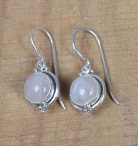 Quartz Rose Rose Naturel Octobre Pierre De Naissance 925 Sterling Silver Gemstone Boucles D'oreilles Bijoux Faits À La Main Cadeau Pour Ses Boucles D'oreilles En Pierre - Product Image 2