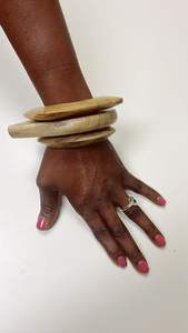 <b>Set</b> of 3 Lynn Wooden Cuff <b>Bracelet</b> Handmade Bangles Jewelry for Women Teens Wood Bangles Bold Chunky Stacking Designer Handcraft - Product Image 4