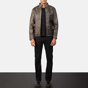 Chaqueta de Motero Alex de Cuero Genuino Marrón Desgastado, Reversible, con Cierre de Cremallera, Impermeable, de Piel de Vacuno y Oveja, Talla XS para Otoño - Product Image 3