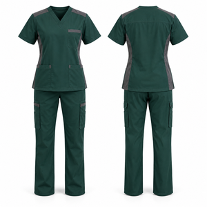 Ensemble de blouses médicales vertes personnalisées pour femmes avec poches, en coton et polyester tissé, uniformes d'hôpital - Product Image 1