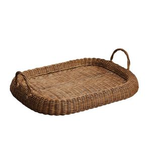 Ensemble de 3 plateaux de service en rotin de haute qualité en osier de l'Inde Taille personnalisée Usage domestique-Bois Marbre Perle Matériaux - Product Image 1