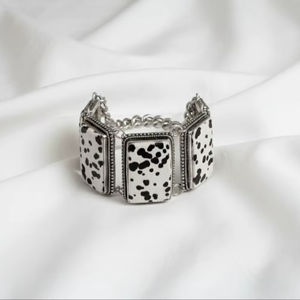 925 Sterling Silver Multi-Gemstone ID <b>Bracelet</b> Natural Dalmation Jasper Healing Stone for Party or Gift - Product Image 5