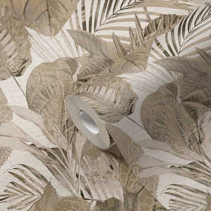 Hecho en Alemania-Rollos de papel tapiz Jungle Beige Taupe-Vinilo no tejido-Papel tapiz Decoración del hogar para paredes-10,05x0,53 M - Product Image 3