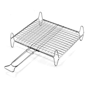 Polished Chrome A14045 Double <b>Mesh</b> Barbecue <b>Grill</b> with Steel Feet 45x40cm - Product Image 1