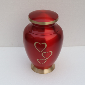 Hermosa urna de cremación pequeña con diseño de Tres corazones para mantener las cenizas disponibles en varios colores Urna de recuerdo proporcionada por HHO - Product Image 2
