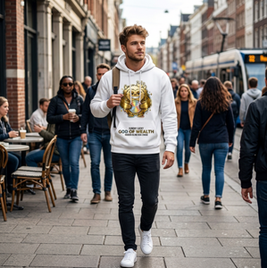 Felpa con Cappuccio di Lusso da Uomo 450g, Serie Sunday Elf, Ricamo Grafico, Cotone Felpato di Alta Qualità, Oversize, Personalizzabile - Product Image 3