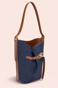 Bolso de Hombro Minimalista de Mezclilla para Mujer con Logotipo Personalizado y Ribete Color Bronceado, OEM ODM - Product Image 1