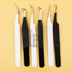 Pinces à épiler durables pour extensions de cils, couleur noir et blanc, pinces droites avec pointe en fibre, cils en vison personnalisés - Product Image 2