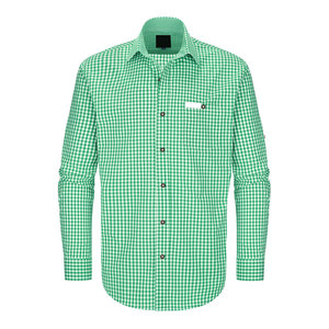 เสื้อเชิ้ตลายตารางบาวาเรียของผู้ชายแบบดั้งเดิมผ้าฝ้าย100% พอดีระบายอากาศได้ดีสำหรับฤดูใบไม้ผลิ - Product Image 5