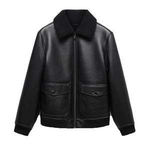 Bomber cuero moda Otoño Invierno motocicleta chaqueta moda invierno cremallera completa cuero motocicleta chaqueta - Product Image 6