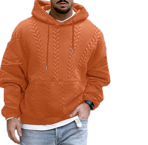 Sudadera con Capucha de Corte Regular para Hombre, Estilo Urbano, Tejido Cálido, Textura Acolchada, Verde Suave, Estampado Digital Otoñal - Product Image 6