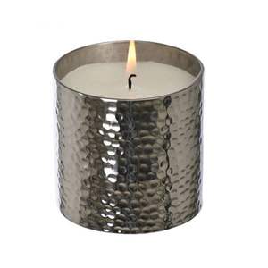 Pot de bougie en métal martelé argenté avec couvercle design pour la décoration de table de fête d'événement à la maison pot de bougie fait main - Product Image 3