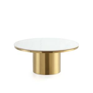 Mesa de Centro Moderna de Metal y Mármol Ecológica de Calidad Exclusiva con Acabado Dorado para Muebles de Hogar, Éxito de Ventas - Product Image 1