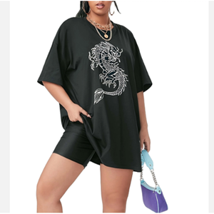 OEM 2024 dernière conception respirant femmes surdimensionné imprimé t-shirts tenue décontracté coton tissu XL taille pour l'été - Product Image 1