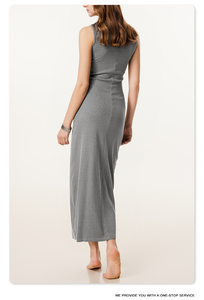 ชุดเดรสทรงบอดี้คอนแบบไม่มีแขนสำหรับฤดูร้อน ปรับแต่งได้ - สีดำ ทรงเข้ารูป ผ่าข้างยาว ชุดคลับแวร์ ยืดหยุ่น กระชับรูปร่าง ความยาวปานกลาง - Product Image 4