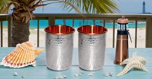 Lot de 2 gobelets martelés en métal cuivre et acier Mint Julep Cup Accessory - Product Image 4