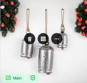 Ensemble de 3 cloches décoratives en métal gravé avec corde, idéales pour la décoration murale de jardin rustique et l'accent de fête. - Product Image 3