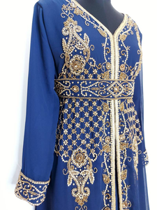 Caftan marocain de haute qualité SunProof brodé pour un usage modeste manches longues col haut respirant Georgette robe islamique ODM - Product Image 2