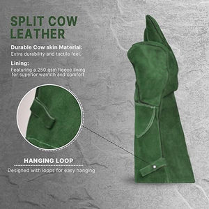 ถุงมือทำงานสำหรับช่างเชื่อมถุงมือทำงานเชื่อมหนังวัวเสริมกันความร้อนวัสดุหนัง - Product Image 5