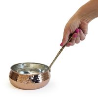 Casserole en cuivre martelé doré écologique avec poignée en acier inoxydable, fond en cuivre, lavage à la main uniquement, compatible gaz et induction
