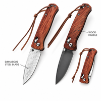 Couteau pliant Damas à manche en bois, verrouillage à axe, EDC, tactique, survie en extérieur, camping, chasse, personnalisé OEM