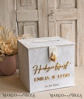 Boîte de rangement élégante en acrylique transparent carré pour cartes de mariage, couvercle personnalisable, porte-enveloppes écologique pour mariages
