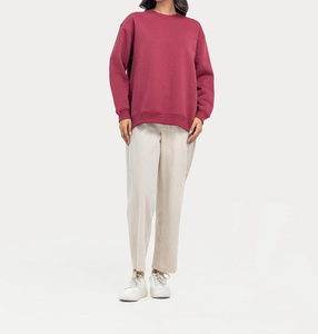 Logo personnalisé délavé à la pierre 100% coton polaire surdimensionné pull ras du cou sweat femmes broderie de haute qualité - Product Image 6