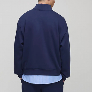 Sudaderas de Cuello Alto con Cierre de Cremallera de un Cuarto, Bordadas, 100% Algodón, Talla Grande, Color Sólido, Personalizadas con Nombre de Marca, al por Mayor - Product Image 2