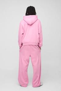 ชุดวอร์มผู้ชายผ้าฝ้ายพิมพ์ลายพัฟฟ์ สไตล์ฮิปฮอป ทรงโอเวอร์ไซส์ เสื้อฮู้ดมีซิปและกางเกงขายาว ซับเหงื่อได้ดี - Product Image 6