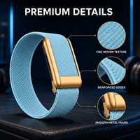 Bracelet de montre en nylon noir et gris pour Whoop 5.0, bracelet sport tissé avec accessoires métalliques dorés, bracelet de remplacement