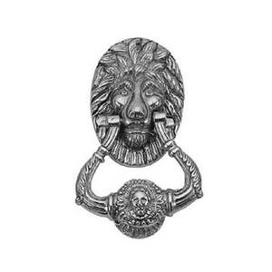 Pujador de Puerta de Metal Plateado Antiguo con Forma de Cabeza de León, Pujador de Puerta Dorado de Alta Calidad para Decoración de Casas, Hoteles y Villas - Product Image 1