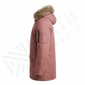 Veste d'hiver longue en coton respirant de haute qualité avec capuche en fausse fourrure, isolée thermiquement, coupe-vent - Product Image 3