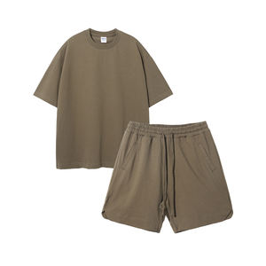 Conjunto de pantalón corto de dos piezas con logotipo personalizado, ropa de hombre al por mayor, conjuntos de pantalones cortos y camisetas, traje de jogging para hombre, conjunto de pantalón corto de dos piezas - Product Image 1