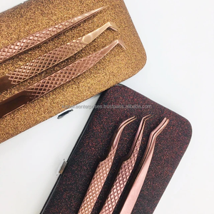 แหนบต่อขนตาเพิ่มวอลลุ่มปลายสแตนเลสปลายงอขนาด45 90ลิตรฉลากส่วนตัวสีโรสโกลด์ - Product Image 2