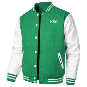 Chaqueta Varsity de Invierno Directo de Fábrica con Mangas de Cuero, Cuello Alto y Logotipo Frontal - Ropa Casual Moderna para Hombre, Ecológica y Transpirable - Product Image 2