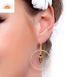 แฮนด์เมดเงินสเตอร์ลิงห้อยต่างหูธรรมชาติ Smoky อัญมณีต่างหูได้รับการรับรองขายส่งเครื่องประดับเงิน - Product Image 4