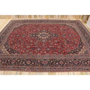 Tapis turc vintage, tapis de 9,3 x 11,6 pieds, tapis en laine rouge patchwork - Product Image 2