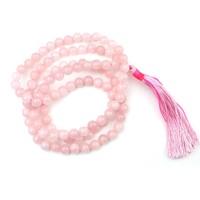 Pierre Mala Rose Quartz Perles Guérison Naturel Mala Cristal Collier Perles 108 + 1 Naturel Pierres Précieuses Cristal Mala grossistes