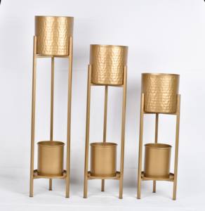 Jardinière en aluminium de qualité supérieure, finition or martelé, style moderne, légère, écologique, durable, pour balcon, jardin, maison - Product Image 2