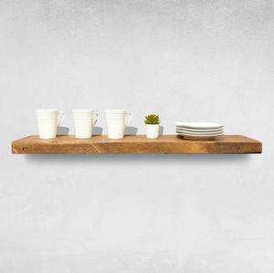 New Solid Wood <b>Rustic</b> Floating Wall <b>Shelves</b> Wall Mounted Storage <b>Shelf</b> for Home Hotels Living Room Kitchen Decor Made in India - Product Image 6