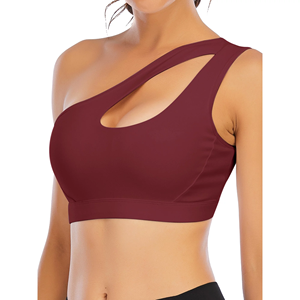 สปอร์ตบราไร้รอยต่อของผู้หญิงมาใหม่ออกแบบเสื้อครอปไหล่ข้างเดียวพร้อมคุณสมบัติระบายอากาศ - Product Image 5