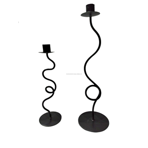 Lot de 2 bougeoirs de mariage en fer forgé noir en métal - Product Image 2