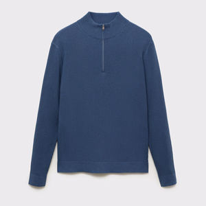 Cardigan en tricot pour femme à col montant et demi-fermeture éclair, motif géométrique couleur personnalisée, boutons longs sur le devant, confort décontracté pour l'automne - Product Image 1