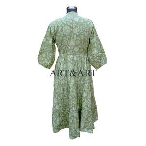 Robe longue en coton à imprimé floral décontractée pour femmes, style de bureau, robe de plage pour un usage quotidien, taille naturelle avec cordon de serrage - Product Image 6