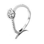 Anello Romantico a Foglia in Argento Sterling Placcato Oro Rosa e Rodio, Anello di Fidanzamento Trendy con Moissanite e Cristalli - Product Image 4