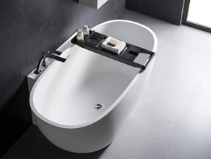 Baño de lujo Fácil mantenimiento Independiente Piedra artificial Blanco Superficie pura Bañera - Product Image 6